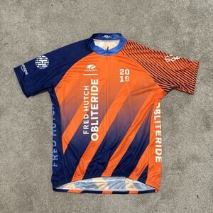 Voler Cycling Jersey Adult 2XL XXL Orange Blue 1/2 Zip Short Sleeve US Made Poly